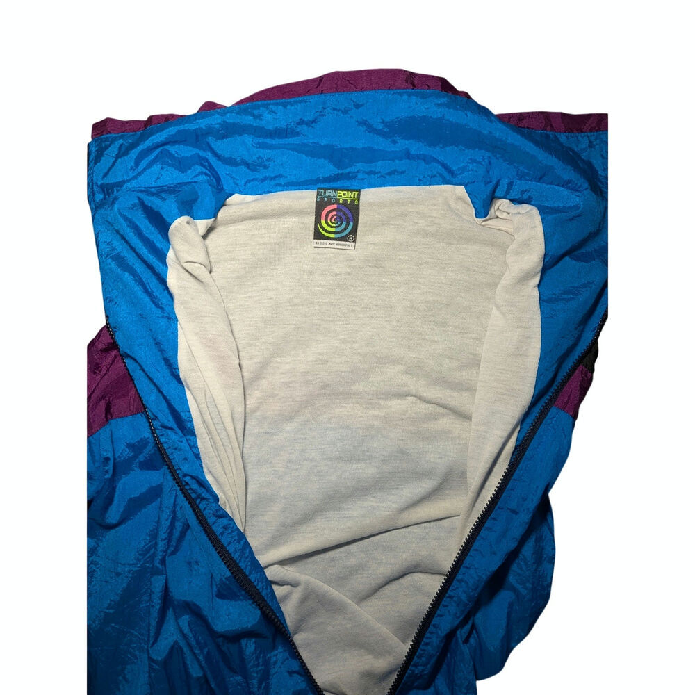 VTG 80s 90s Turnpoint Sports Colorblock Nylon Windbreaker Jacket Medium Retro - Picture 10 of 14